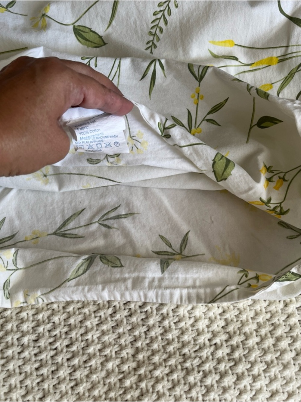 Jolusere Set of 2 Pillowcases 100% Cotton Yellow Green Floral Cotton 20x28” - Picture 6 of 8